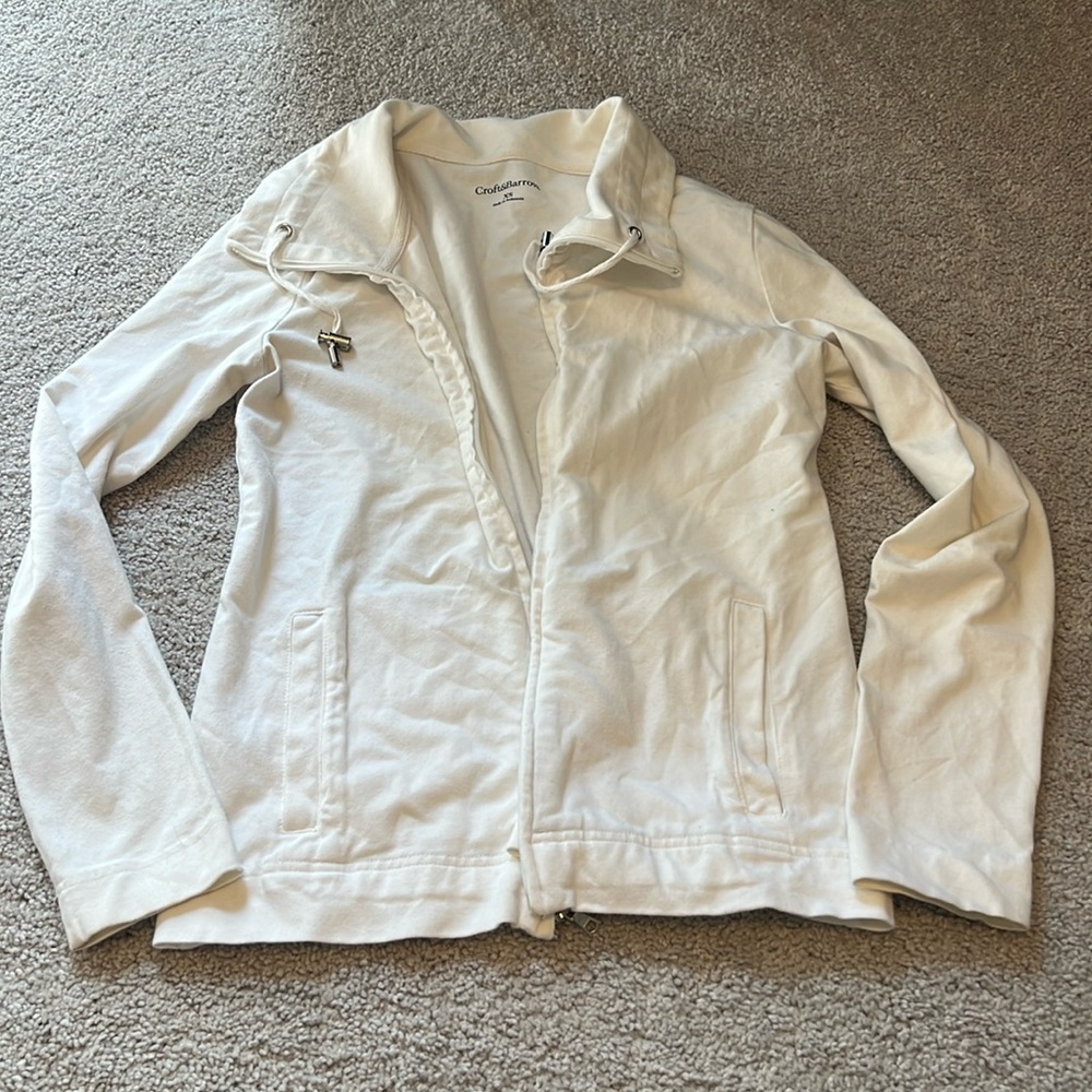 White zip up sweater